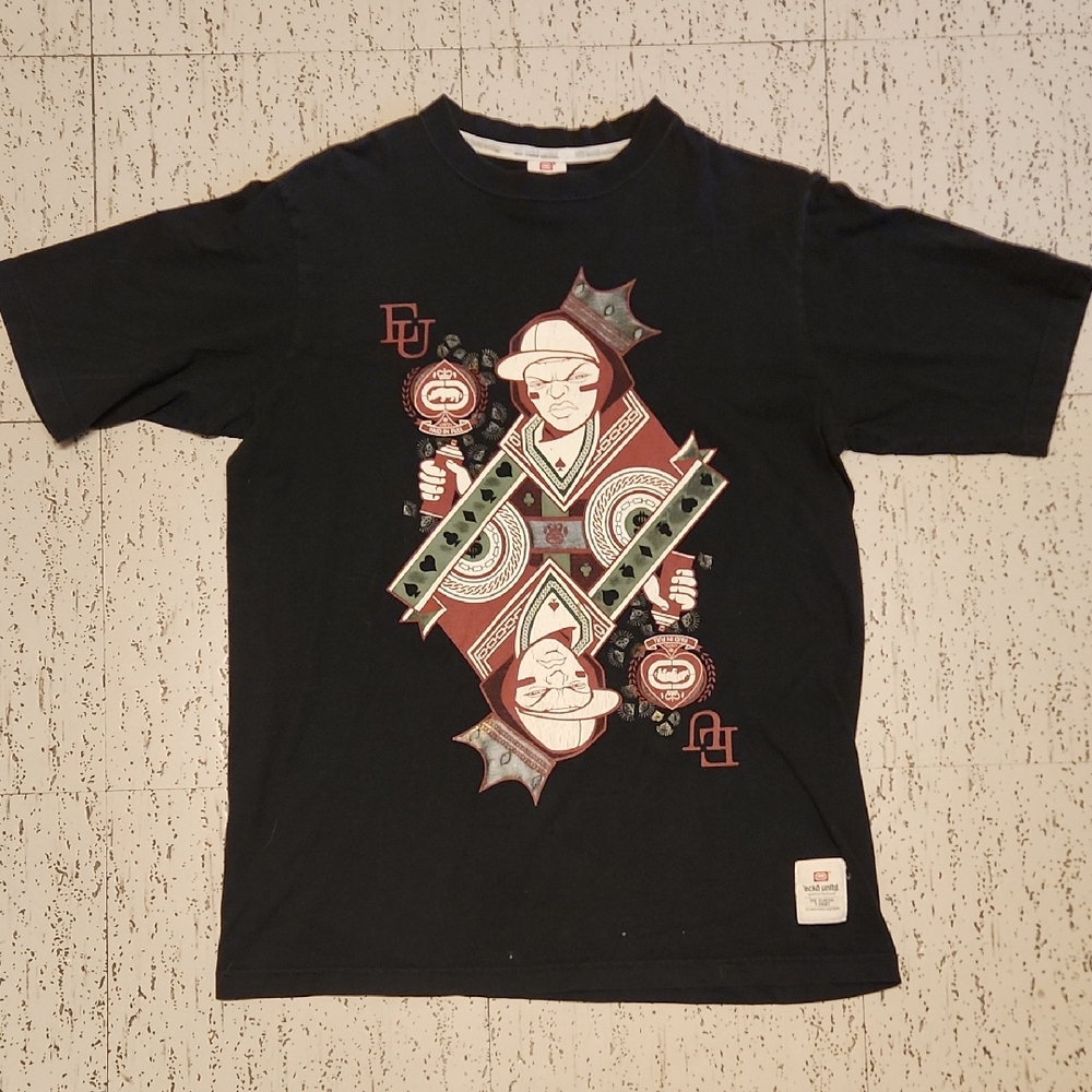 Ecko Unlimited Black 'Paid In Full' Full Graphic Crewneck T-Shirt Vintage Y2K
